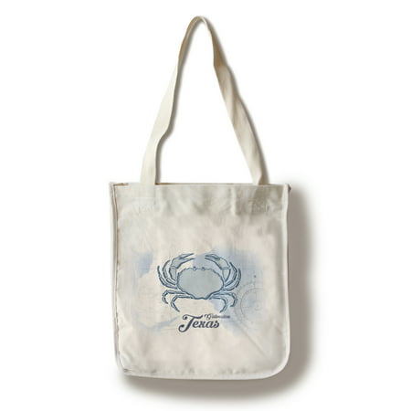 Galveston, Texas - Crab - Blue - Coastal Icon - Lantern Press Artwork (100% Cotton Tote Bag -