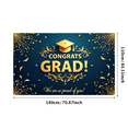 thumbnail image 3 of Graduation Celebration Backdrop Congratulation Banner Graduation Cap Diploma Stars for Party Supplies Photography Props Decors, 3 of 4