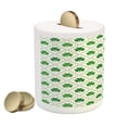 thumbnail image 2 of Irish Piggy Bank, 4 Leaf Shamrock Clover Flowers Dotted Dashed Lines National Culture Art, Ceramic Coin Bank Money Box for Cash Saving, 3.6" X 3.2", White Green, by Ambesonne, 2 of 4