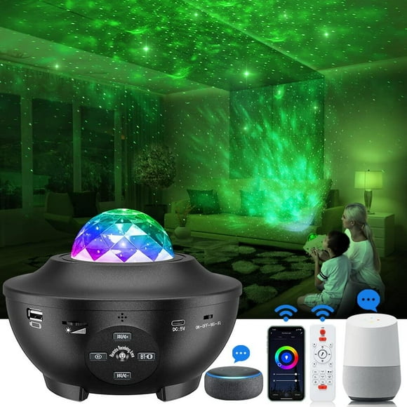 Mistaha Galaxy Projector Light Led Star Projector Sea Wave with Sound Sensor Light Projector Night