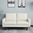 thumbnail image 5 of Hybition Faux Leather Loveseat Modern Sofa for Living Room/Office-Beige, 5 of 9
