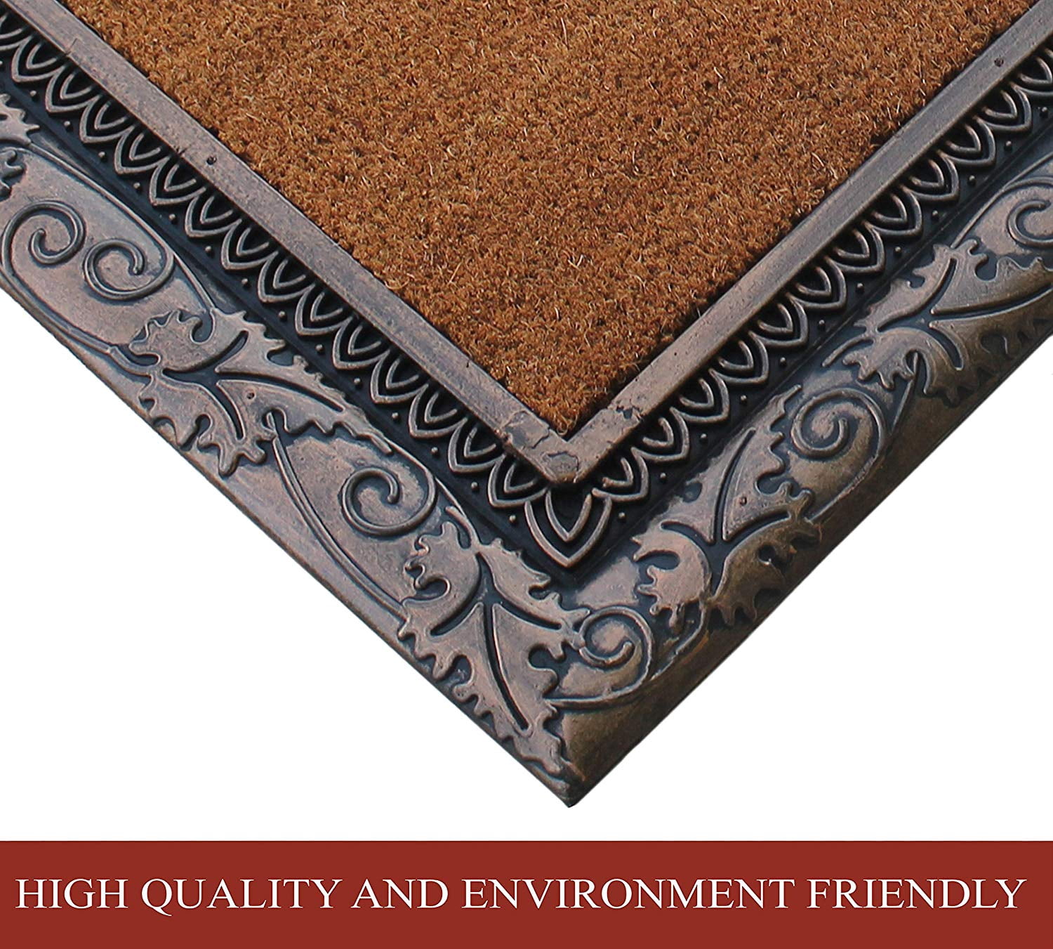 A1HC First Impression Rubber and Coir Albena 24" X 36" Bronze Finished Heavy Duty Monogrammed Doormat