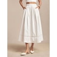 thumbnail image 4 of White 2 100% Cotton A-Line Midi Skirt With Lace Hem And Side Pockets, 4 of 8