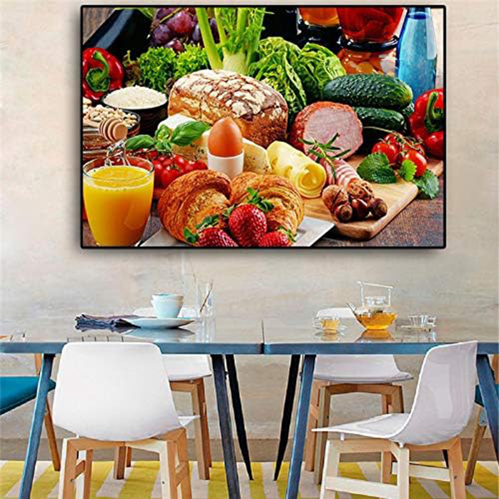 Dining Room Food Seasoning Picture Canvas Painting, Kitchen Vegetables Fruit Modern Wall Art Living Room Bedroom Decoration Poster Art Print, Frameless