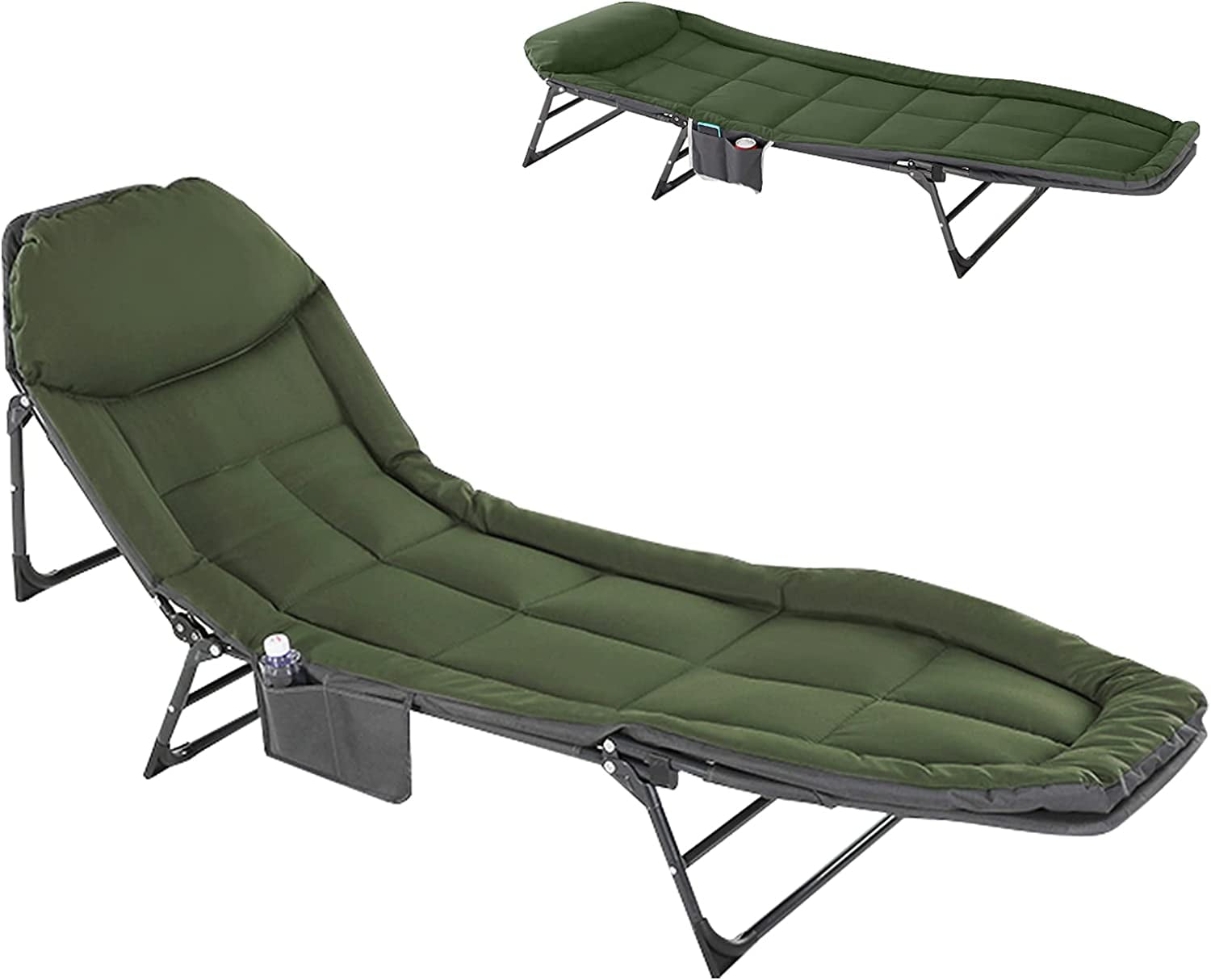 KCSD Adjustable Folding Camping Cot Patio Lounge Chair, Portable Sun