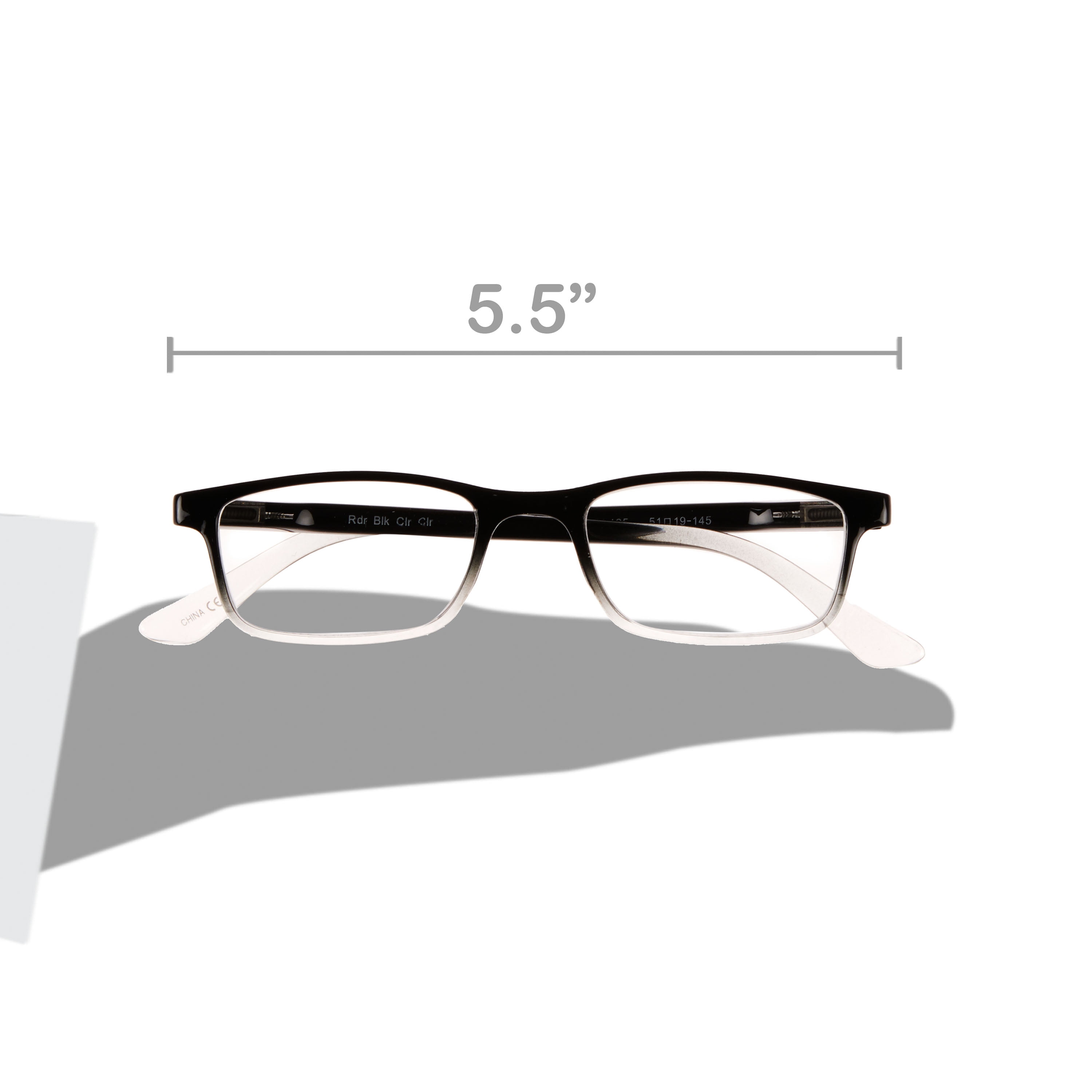 Equate Unisex Reading Glasses, Full Rim Style, Plastic Lens, Black/Clear, +1.50 Magnification