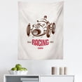 thumbnail image 1 of Cars Tapestry, Retro Style Race Car Emblem Formula Automobile Speed Competition, Fabric Wall Hanging Decor for Bedroom Living Room Dorm, 5 Sizes, Brown White, by Ambesonne, 1 of 1
