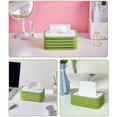 thumbnail image 5 of Caja de pañuelos plegable, soporte rectangular de silicona para caja de pañuelos, dispensador de pañuelos cómodo y suave, caja de pañuelos impermeable para oficina, dormitorio, sala de estar, cocina, verde Vhermosa ZYY-3030, 5 of 5