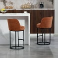 thumbnail image 4 of CQSXDA Modern Set of 2 Linen Fabric Upholstered Accent Bar Stools with Backrest, for Counter Height Kitchen Islands, Orange, 4 of 19