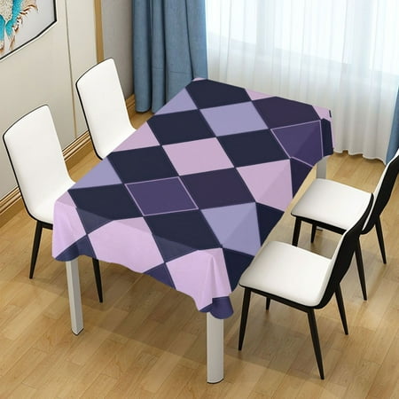 

60x60 Inch Tablecloth Polyester Square Tablecloth for Home Kitchen Dinner Decor Purple and Blue Argyle Pattern