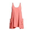 thumbnail image 3 of Nmnitkp Women's Crinkle Sleeveless Tank Dress, Round Neck Tie Back Loose A-Line Mini Dress with Pockets, Casual Summer Dress for Beach, Vacation & Daily Wear Pink,XL, 3 of 3