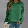 thumbnail image 4 of Baqcunre Hoodies For Women Women's Solid Colour Round Neck Pullover Sweatshirt Top Crewneck Sweatshirts Womens Fall Tops Green XL, 4 of 4