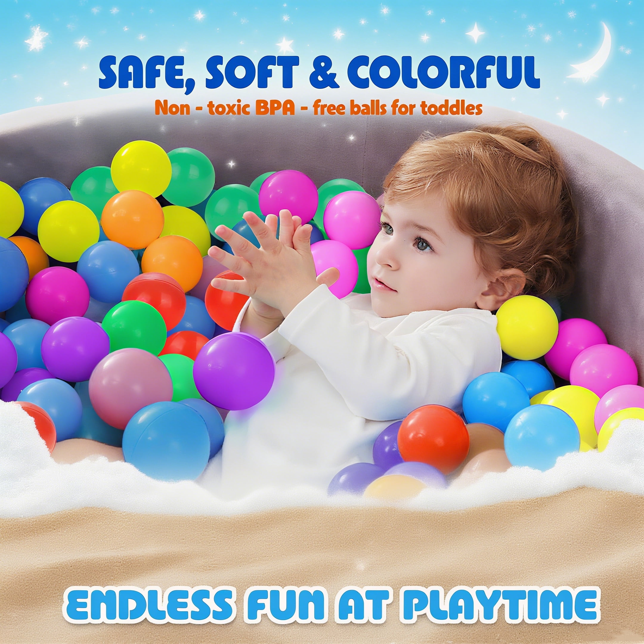 Ball Pit Balls 1000 Count for Kids, Colorful Phthalate Free BPA Free Baby Toddler Play Balls for Kids Toddlers - Safe, Crushproof, Lightweight, Durable Spheres, Rainbow