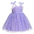 thumbnail image 2 of IBTOM CASTLE Toddler Baby Girls Boho Rainbow Tutu Floral Sequin Sleeveless Backless Ruffle Tulle Dress Princess Birthday Party Sundress 12-18 Months Purple Heart, 2 of 8