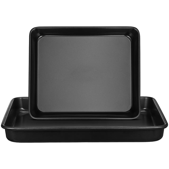 OULII Baking Tray Oven Trays Black Stainless Steel Nonstick Surface Food Preparation For Home Users 2 Pcs
