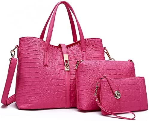 PIKADINGNIS 3 Sets Fashion Patent Leather Women Tote Bag Luxury Handbags  Crocodile Pattern Women Bags Designer Brand Shoulder Messenger Bag