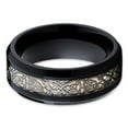 thumbnail image 2 of Tungsten Wedding Band Black Tungsten Ring Tungsten Carbide Ring 8mm Dragon Design Men and Women Comfort Fit, 2 of 3