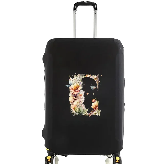 Housses de Valise Housse de Protection Valise de Voyage Anti-Rayures Housse Anti-Poussière Réutilisable Housse Anti-Poussière Lavable Motif Imprimé Floral Lettre 8floral Lettre C m