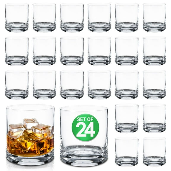 NutriChef 24 Whiskey Glasses - 10 Oz Old Fashioned Rum Glasses, Lead-Free Crystal, Hand Blown, Dishwasher Safe, Elegant Design - For Whiskey Lovers