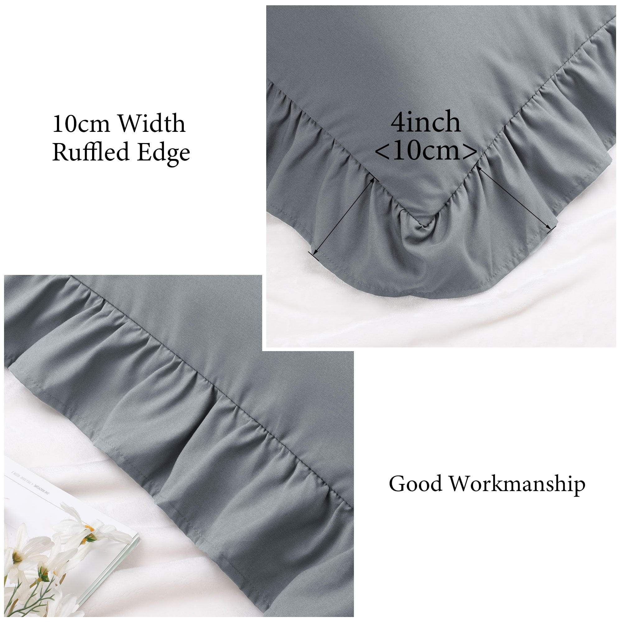 Unique Bargains Microfiber Ruffle Envelope Closure Body Pillowcases Dark Gray 20"x48"