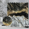 thumbnail image 4 of Marble Shower Curtain, Black Grey Shower Curtain for Bathroom Stall RV Abstract Modern Waterproof Fabric Shower Curtain Set with Hooks 72x84 inches, 4 of 6