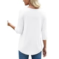 thumbnail image 5 of UVN Summer Square Neck Blouses for Women 3/4 Sleeve Shirt Ladies Dressy Casual Button Tunic Tops, 5 of 9