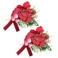 thumbnail image 2 of 2 piezas Boutonniere colores vibrantes exquisito elegante portátil ahorro de espacio reutilizable Boutonniere para novio para fiesta de bodas rojo, 2 of 10