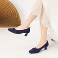 thumbnail image 3 of FRSASU Women's Knitted Flat Ballet Shoes Comfortable Soft Sole Round Toe Dressy Slip On Flat Navy, 3 of 6