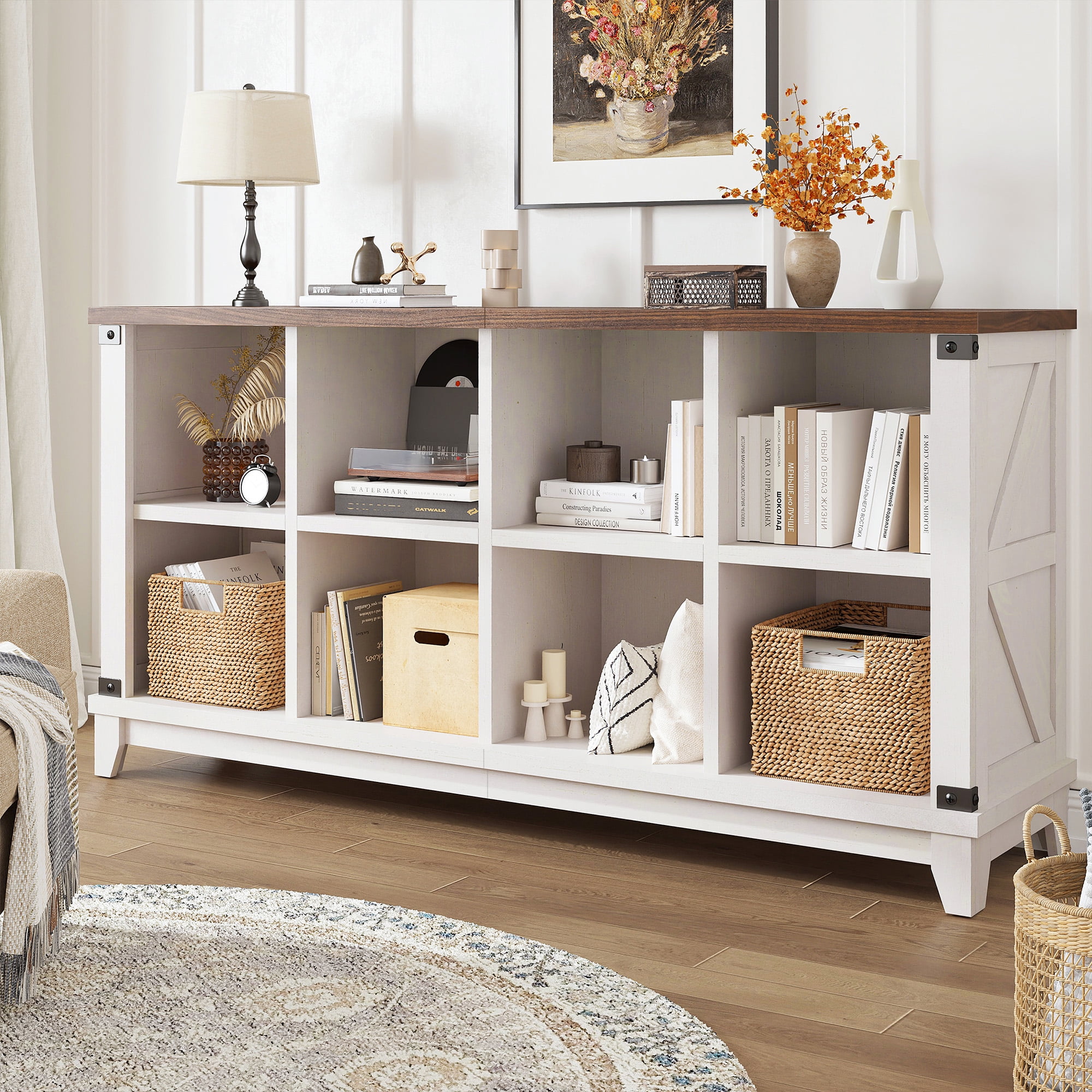 EnHomee 8 Cube Storage Organizer for Bedroom Cube Organizer White 49"W*27"H*11.8"D