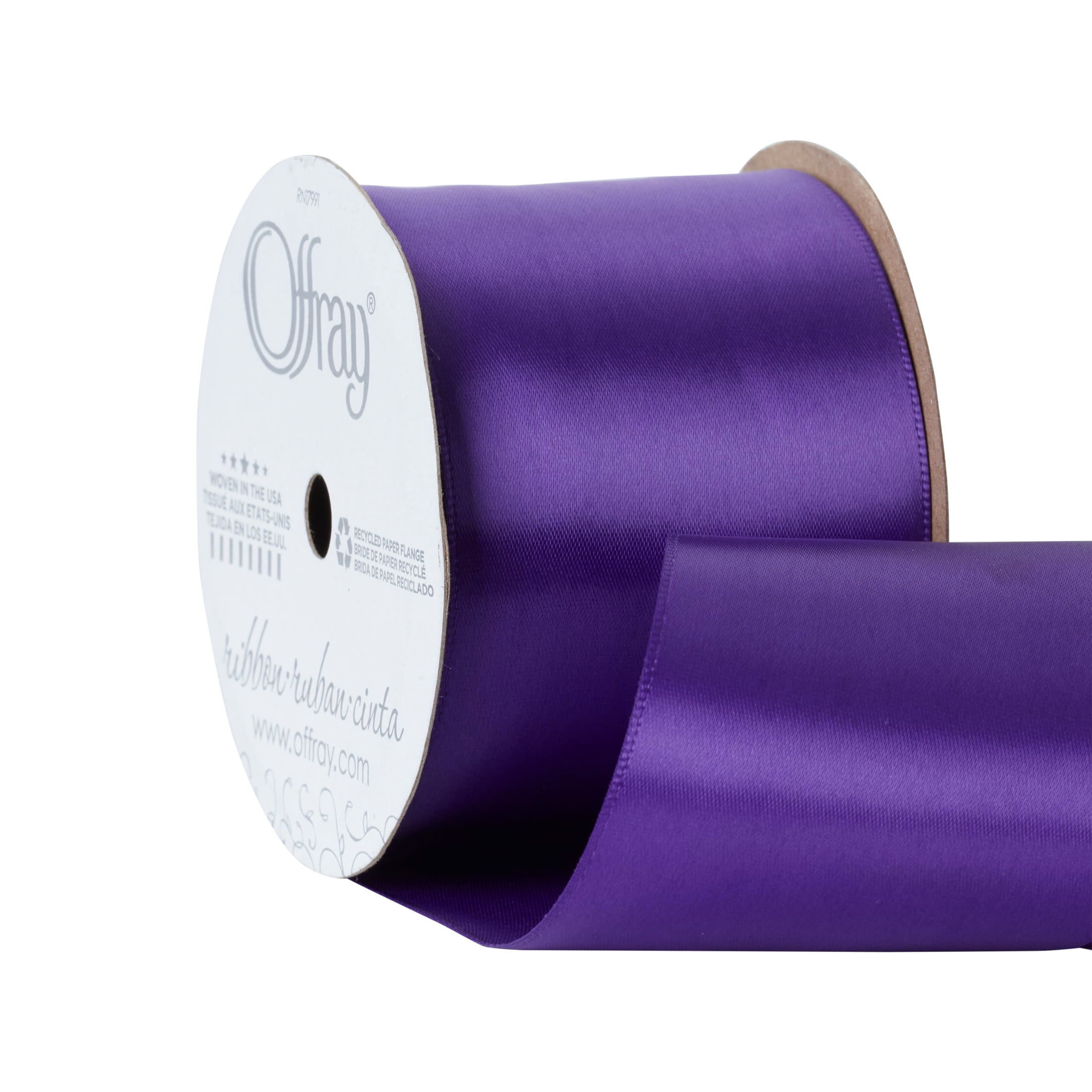 (2 pack) Offray Ribbon, Regal Purple 2 1/4 inch Single Face Satin Polyester Ribbon, 9 feet