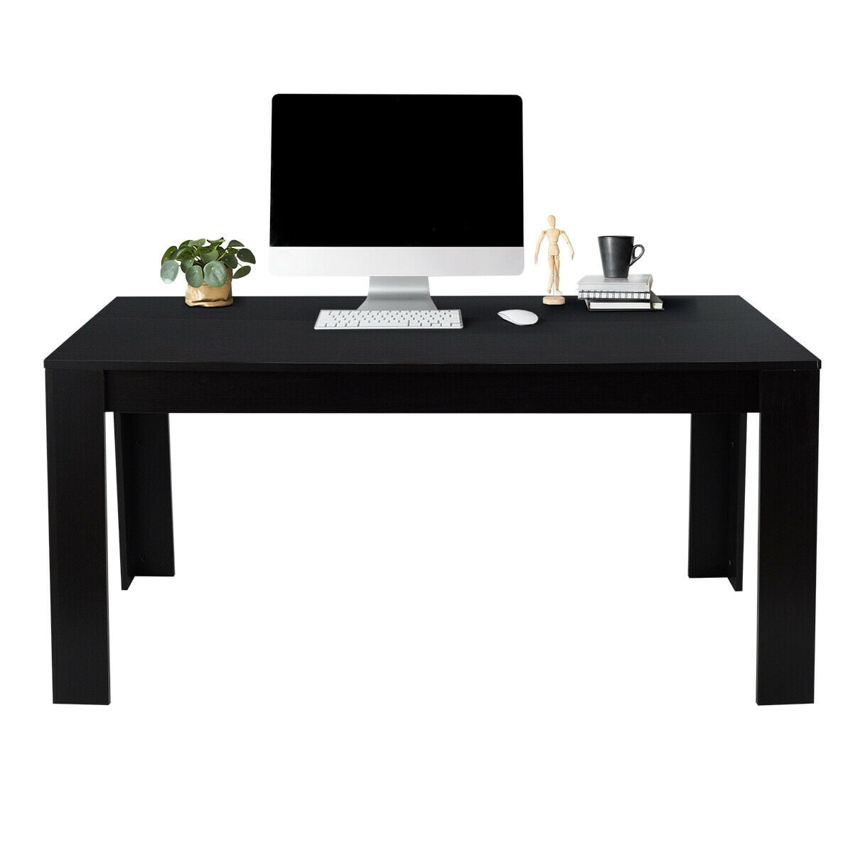 Gymax 63" Dining Table Rectangular Modern Kitchen Table For 6 People Home Furniture