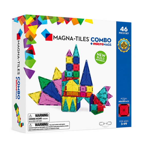 MAGNA-TILES® Combo 46-Piece Magnetic Construction Set, The ORIGINAL Magnetic Building Brand