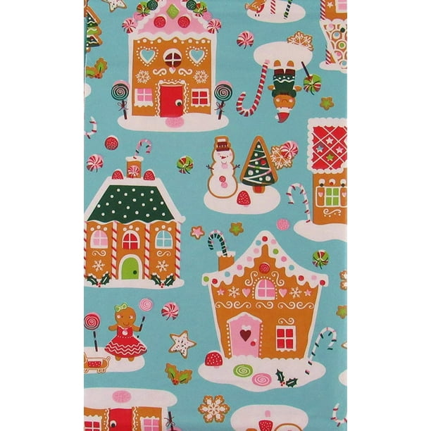 Christmas Gingerbread Land Vinyl Flannel Back Tablecloth - Walmart.com ...