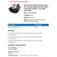 thumbnail image 2 of Front Left Driver Side Steering Knuckle Kit - with Hub, Bearing, and Dust Shield - Compatible with 2004 - 2010 Toyota Sienna FWD 2005 2006 2007 2008 2009, 2 of 2