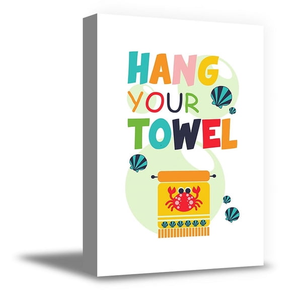 Awkward Styles Hang Your Towel Funny Wall Art for Children Hang Your Towel Canvas Wall Decor Colorful Art Decals Wall Art for Home Gifts Kids Bathroom Decor Bathroom Framed Wall Art for Children