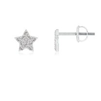 ANGARA Natural Diamond Star-Shaped Stud Earrings in 14K White Gold for Women (Size-1.3mm| Color-I-J| Clarity-I1-I2) | April Birthstone, Anniversary, Jewelry Gift for Women | Natural Diamond Earrings
