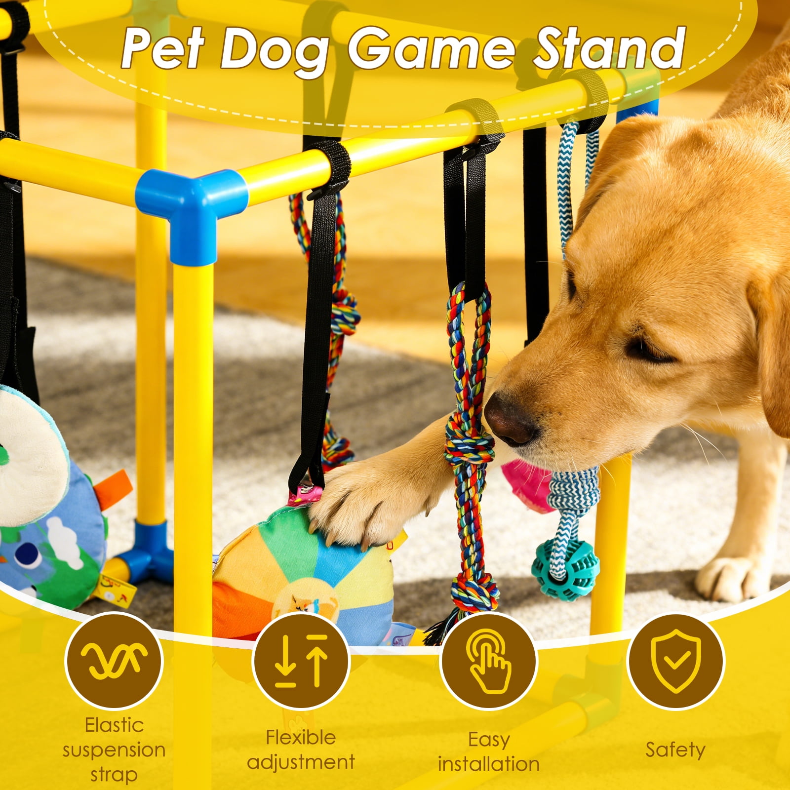 Threns Puppy Play Gym with 8 Hanging Toys,Removable Dog Enrichment Playground,Interactive Indoor Training Activity Center for Small Dogs