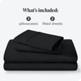 thumbnail image 3 of Bare Home Ultra-Soft Fitted Sheet + Pillowcase Set - Premium 1800 Collection - Deep Pocket - Split Head Flex King, Black, 3 of 8