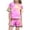 Pink, variant on Girls Summer Print Short Sleeve Top And Shorts Set Cute Round Neck Pocket Casual Outfit For Teens And Juniors Lightweight And Comfortable