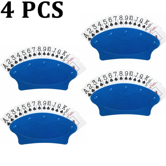 4 Pack Playing Card Holder,Card Holders for Playing Cards - Canasta Cards Tray for Kids Adults Seniors Board Tabletop Games Great for Poker Parties,Family Game Nights