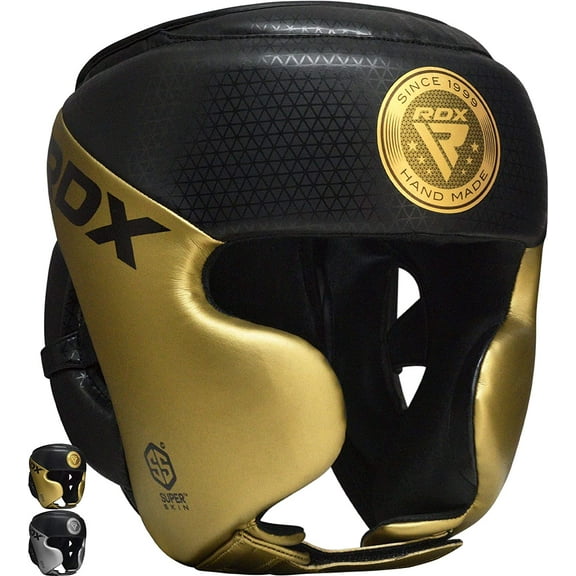 RDX Headguard Boxing MMA Fighting Kickboxing Training, Maya Hide Leather Adjustable MARK Pro Headgear for Face Cheeks Ear Protection, Head Guard Sparring Muay Thai Taekwondo Karate Zero Impact Helmet