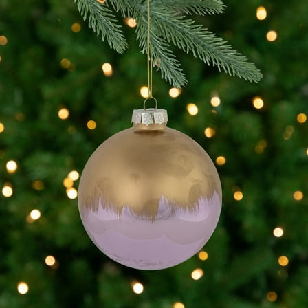 Northlight 3.5" Brushed Matte Gold and Shiny Lavender Glass Ball Christmas Ornament