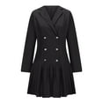 thumbnail image 4 of cfhntfmh Robes Mini pour Femmes Formelles à Manches Longues à Col à Revers Boutonnées Robe Chemise Tendance Ample Plissée Robe de Travail, 4 of 6