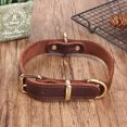 thumbnail image 2 of K-9 Collar de perro de cuero genuino ajustable y acolchado resistente (marrón, XXL de ancho para cuello de 58 cm a 73 cm), 2 of 5