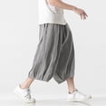 thumbnail image 5 of WEAIXIMIUNG Jean Shorts Men Beach Shorts for Men Summer Light Cotton Linen Loose Casual Straight Wide Leg Harem Pants Eight Pants Men, 5 of 6