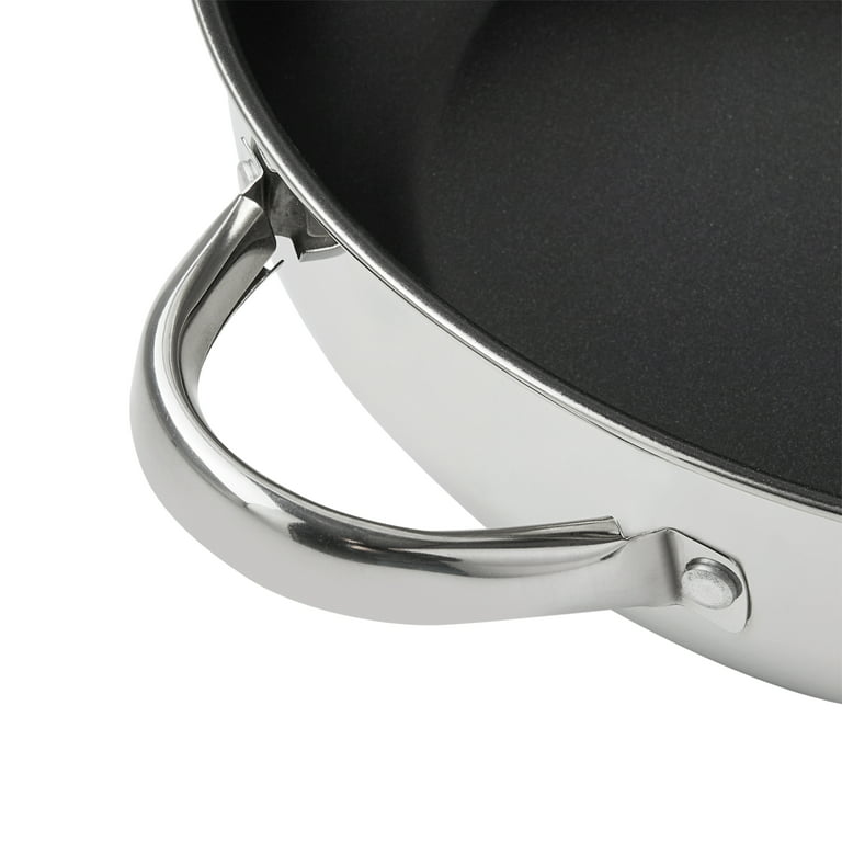 Mainstays 4 Quart Multi-Use Non-Stick 28cm Black Jumbo Cooker Frying Pan  with Glass Lid 