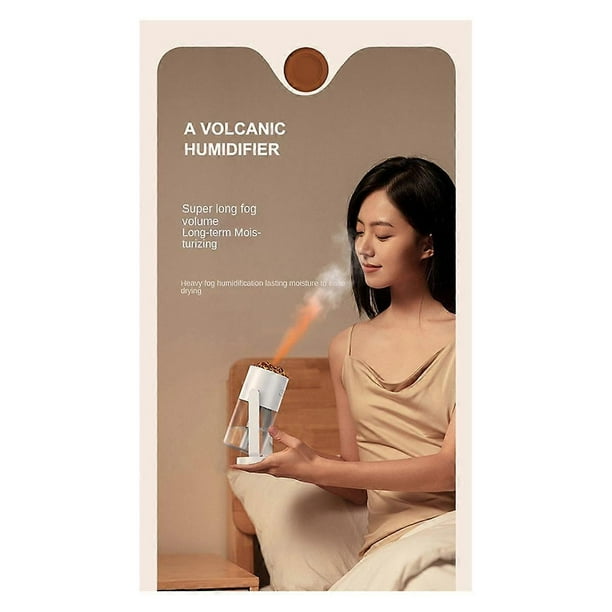 Portable Home Desktop Humidifier Mini Air Purifier Simulation of the Flame Seven Color Atmosphere Light Humidifier B