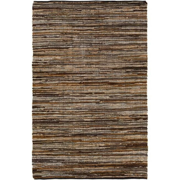 Log Cabin 8 x 10 ft. Hand Woven Hides & Leather Rectangle Area Rug, Multi Color