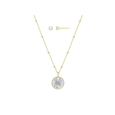 Believe by Brilliance Women's Set with Mother of Pearl in 14KT Gold Flash Plated Brass