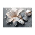 thumbnail image 5 of Mudket Framed Canvas Wall Art Ready to Hang, Silver Butterfly White Lily Print, Floral Insect Wall Decor Canvas Artwork for Wedding Bedroom Entryway, Elegant Bloom Pictures - 12"L x 8"W, 5 of 10